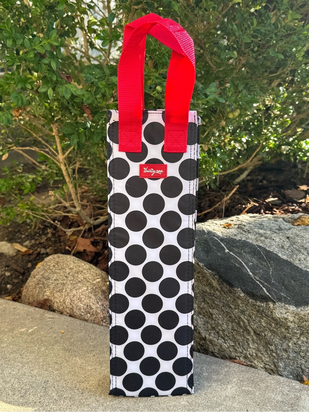 Thirty-One Black Polka Dot insulated wine carrier